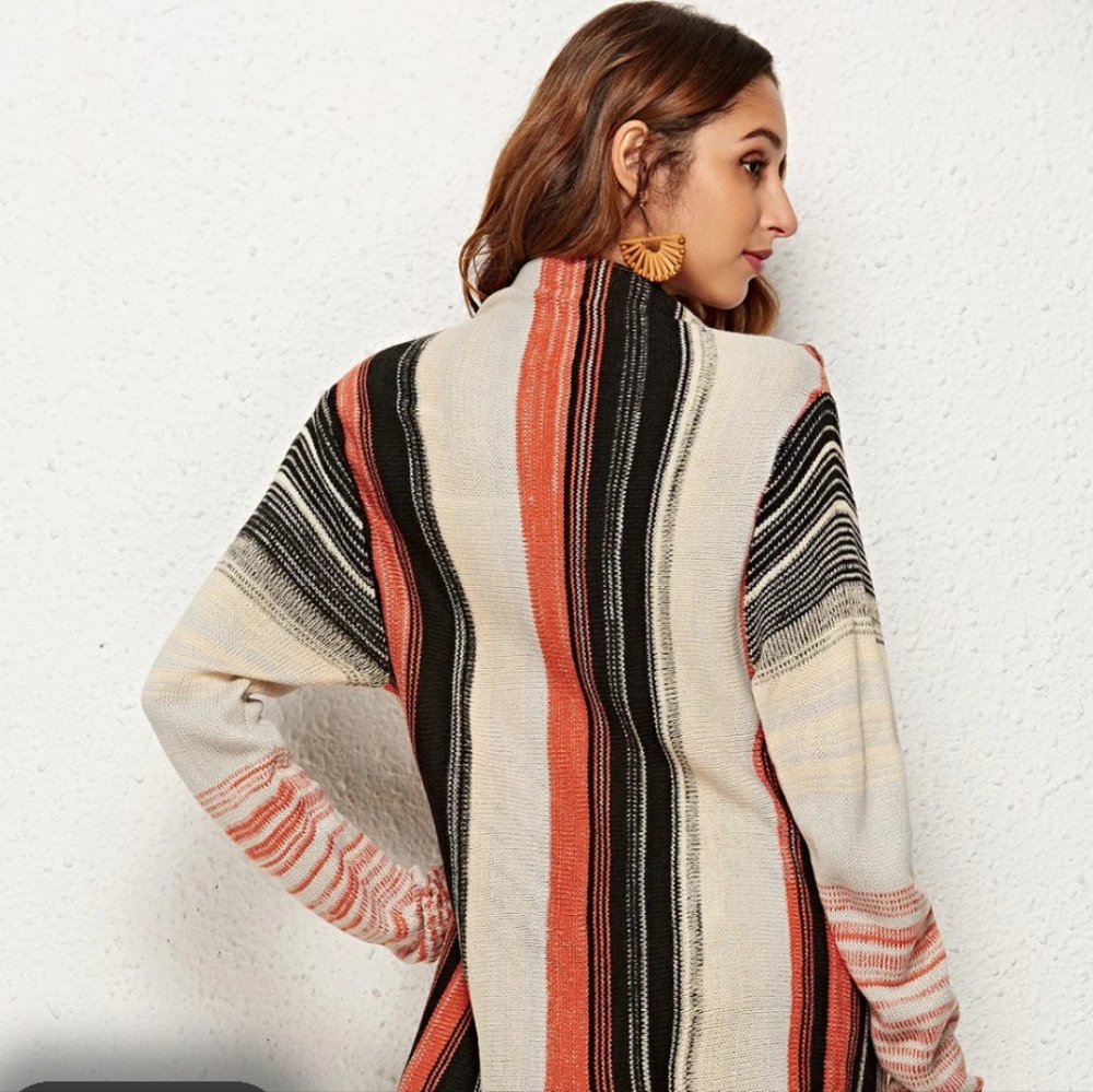 Wicked AF Manon Striped Multicolor Women's Tassel Hem Cardigan L - Picture 4 of 8